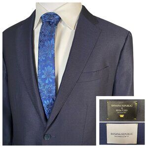 Banana Republic Reda Flexo Blazer 42R Italian Hopsack Suit Jacket Navy Surgeon
